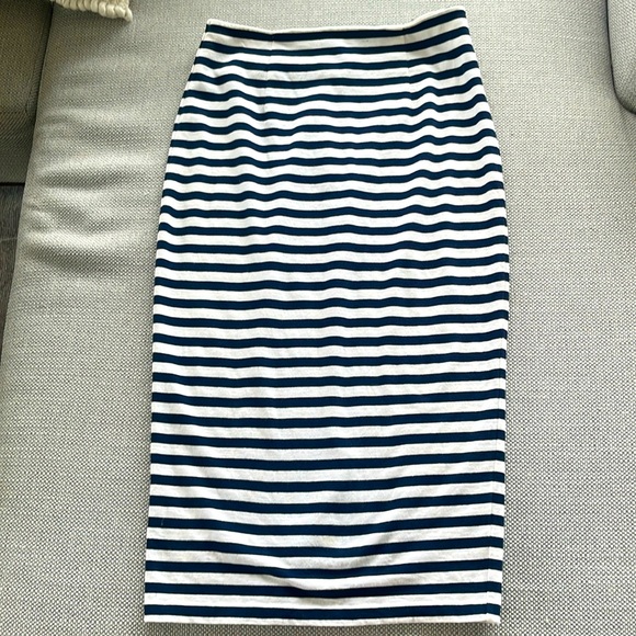 J. Crew navy and white striped pencil skirt. Who doesn’t love the nautical look! - Picture 1 of 3